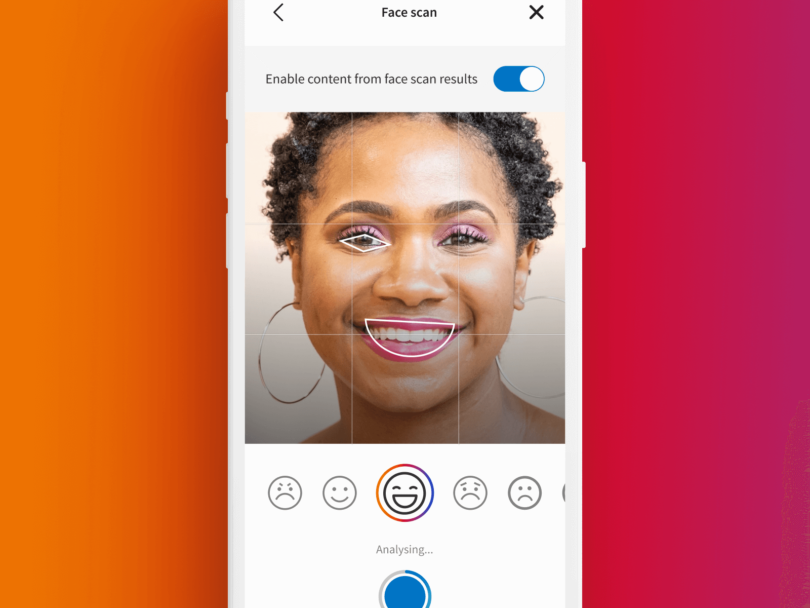 Emotion-based recommendations shown in My Sky face scan result