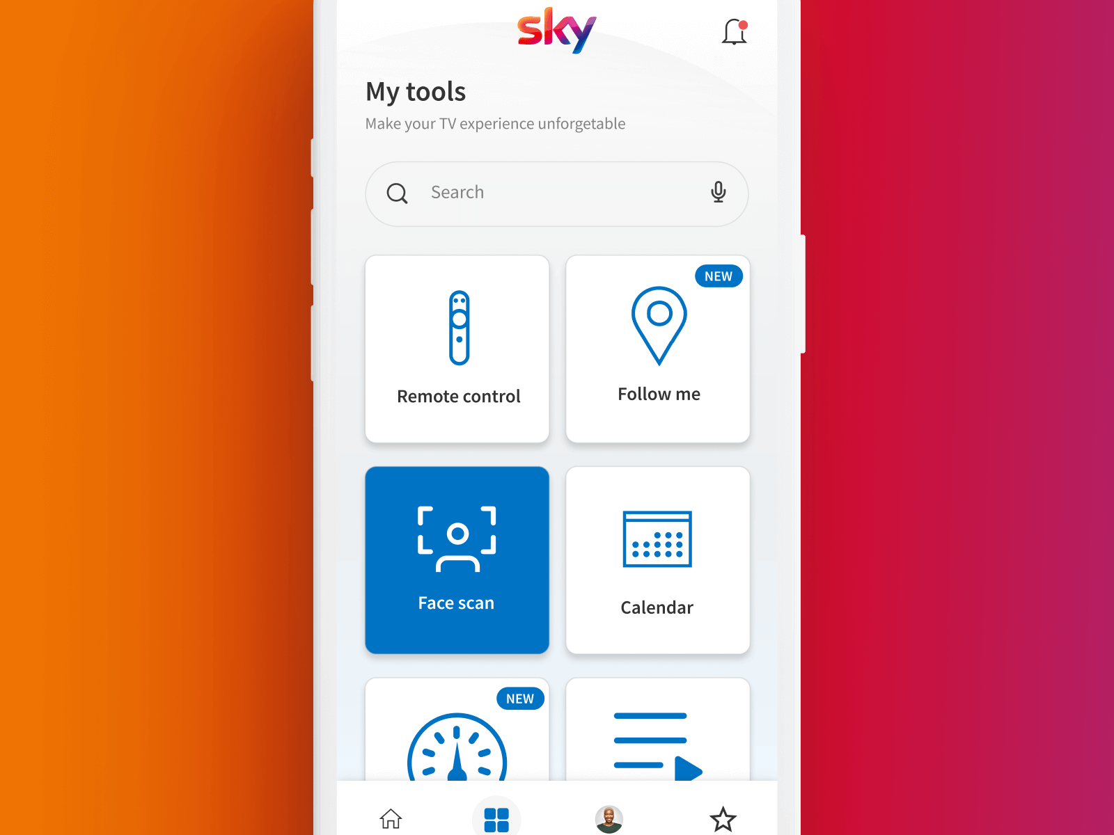 My Sky app tools for smart home and daily features